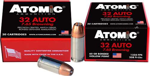 ATOMIC AMMO .32ACP +P 60GR. JHP 20-PACK - 