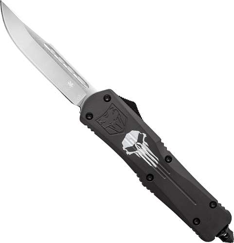 COBRATEC LARGE FS3 OTF BLACK PUNISHER 3.5" D2 STEEL DRP PNT - Cobra Tec Knives Llc