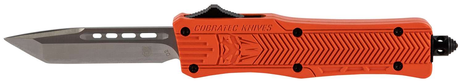 Cobra Tec Knives SORCTK1SDNS CTK-1 Small 2.75" Drop Point Plain D2 Steel Orange Aluminum Handle OTF - Cobra Tec Knives Llc