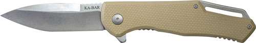 KA-BAR JAROSZ 3.5 IN SPEARPOINT FLIPPER FOLDER KNIFE TAN GRIP W POCKET CLIP - Ka-bar