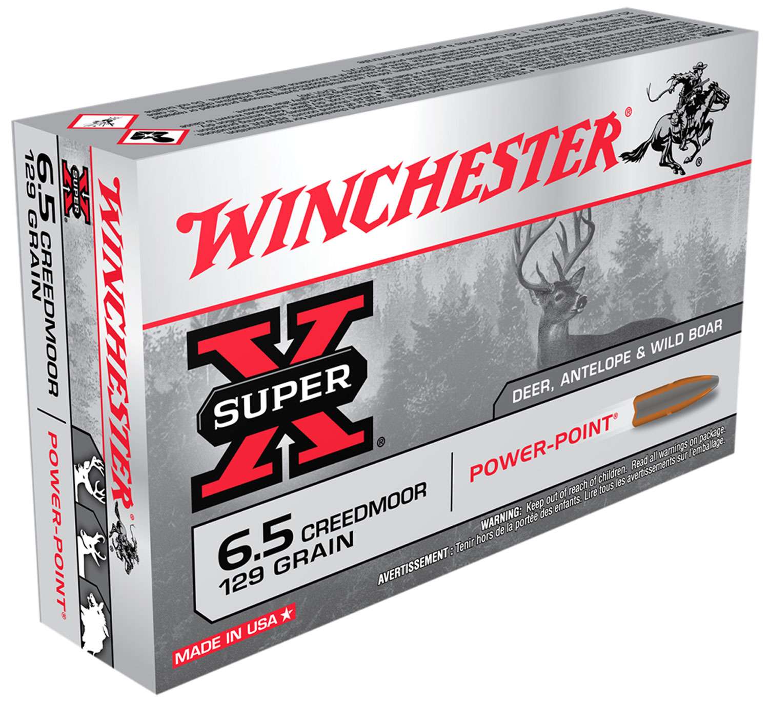 Winchester Ammo X651 SuperX 6.5 Creedmoor 129 gr PowerPoint (PP) 20