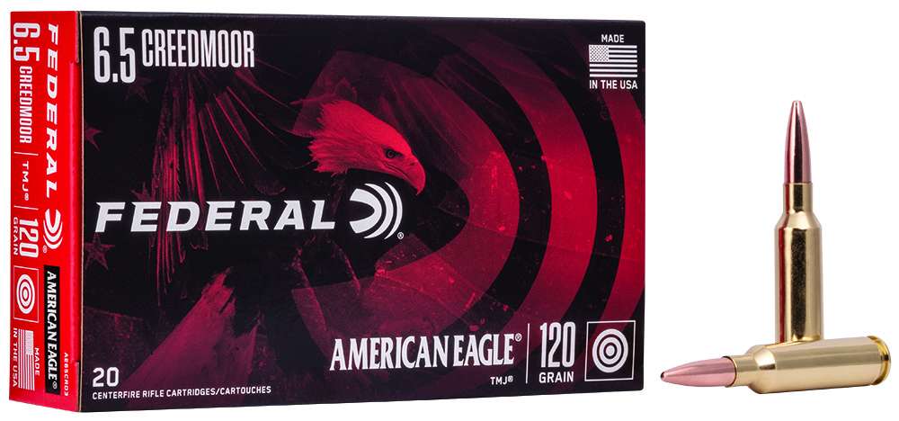 FEDERAL AMERICAN EAGLE AMO 6.5 CREEDMOOR 120GR FMJ 20RD (10 BOXES PER CASE)-img-0