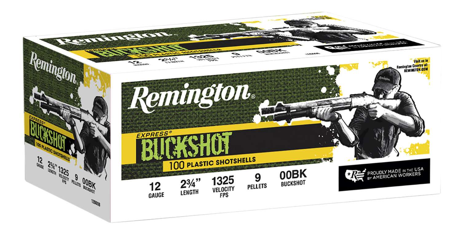 Remington Ammunition 20413 Express 12 Gauge 2.75" 9 Pellets 00 Buck Shot 100 Bx/ 2 Cs Range USA
