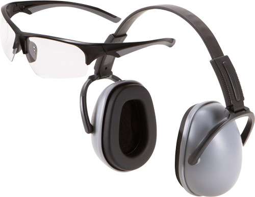 Allen Passive Muff And Eye Protection Combo 23 Db Over The Head Gray Ear Cups W Black Band Muffs