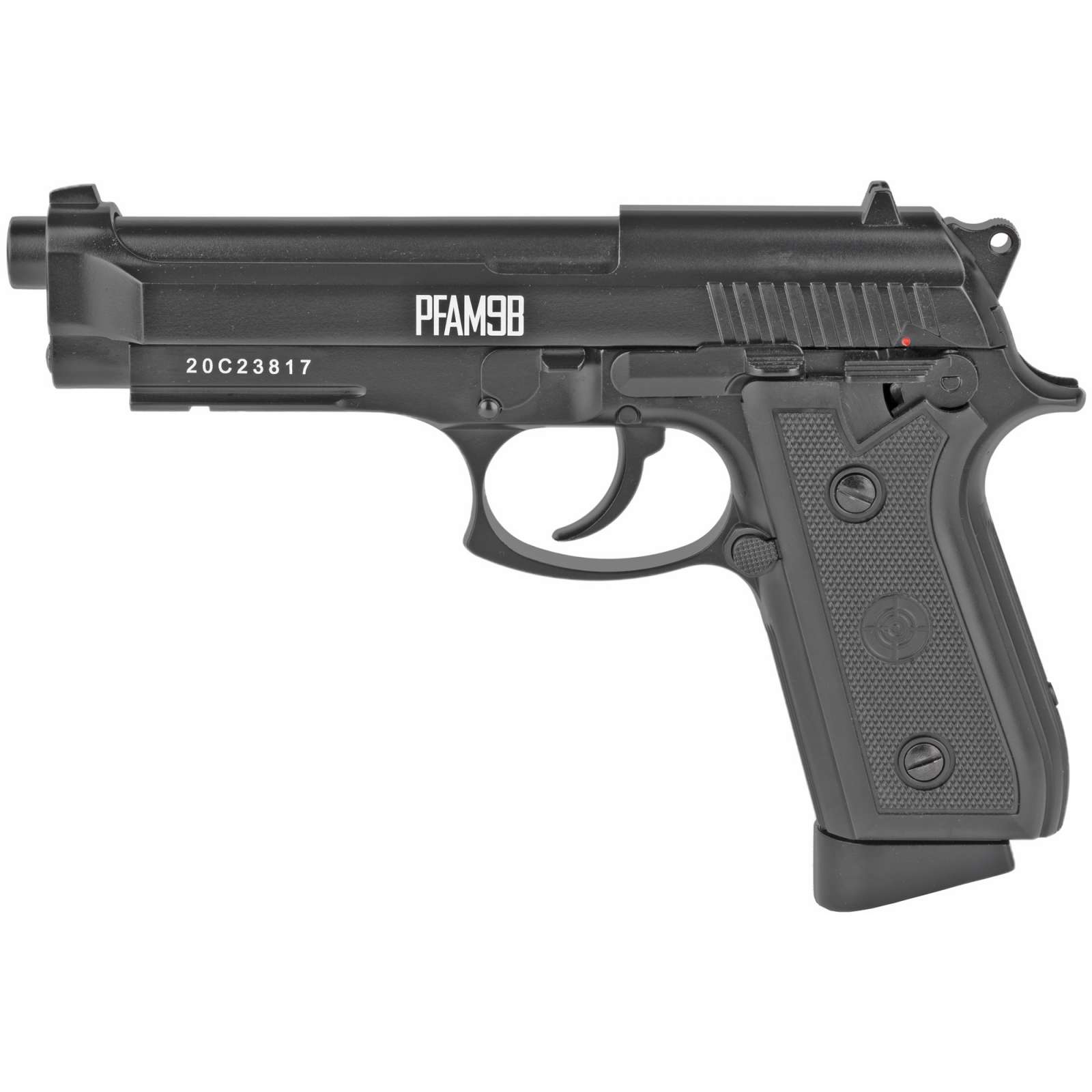 Crosman Pfam9b Full Auto Air Pistol Co2 177 Bb 20rd Black Frame Black Polymer Grip Green