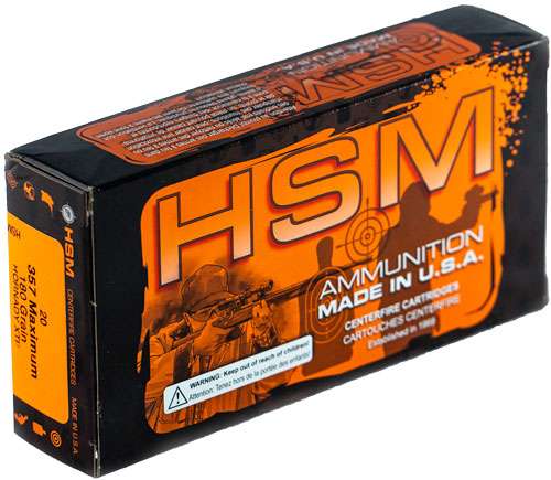 HSM AMMO .357 MAXIMUM 180GR HORNADY XTP 50-PACK - Hsm