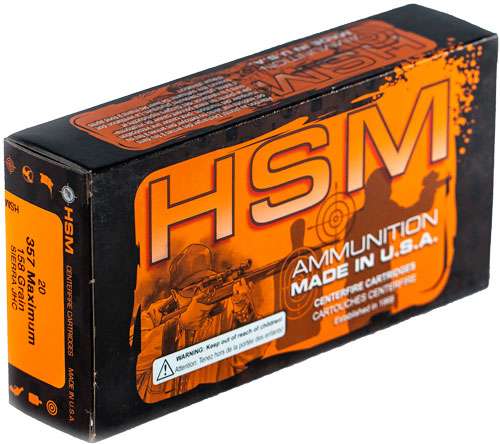 HSM AMMO .357 MAXIMUM 158GR SIERRA JHP 50-PACK - Hsm