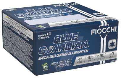 FIOCCHI BLUE GUARDIAN PISTOL AMO 45 AUTO 155GR RRHP 20RD ( 20 BOXES PER CASE ) - Fiocchi