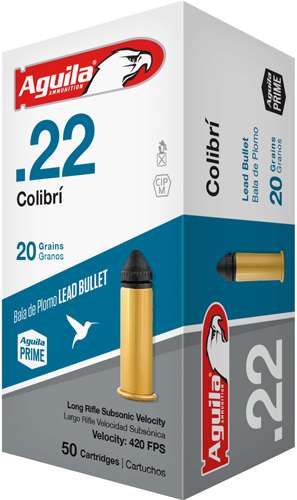 AGUILA AMMO .22LR CASE LOT COLIBRI CB 20GR LDRN 1000RD CS - Aguila