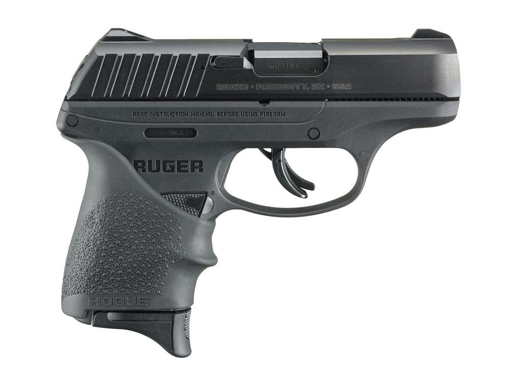 Ruger, EC9s, Compact, 3.1", 9MM, 7RD, Thumb Safety, Fixed Sights, Hogue Gri-img-0