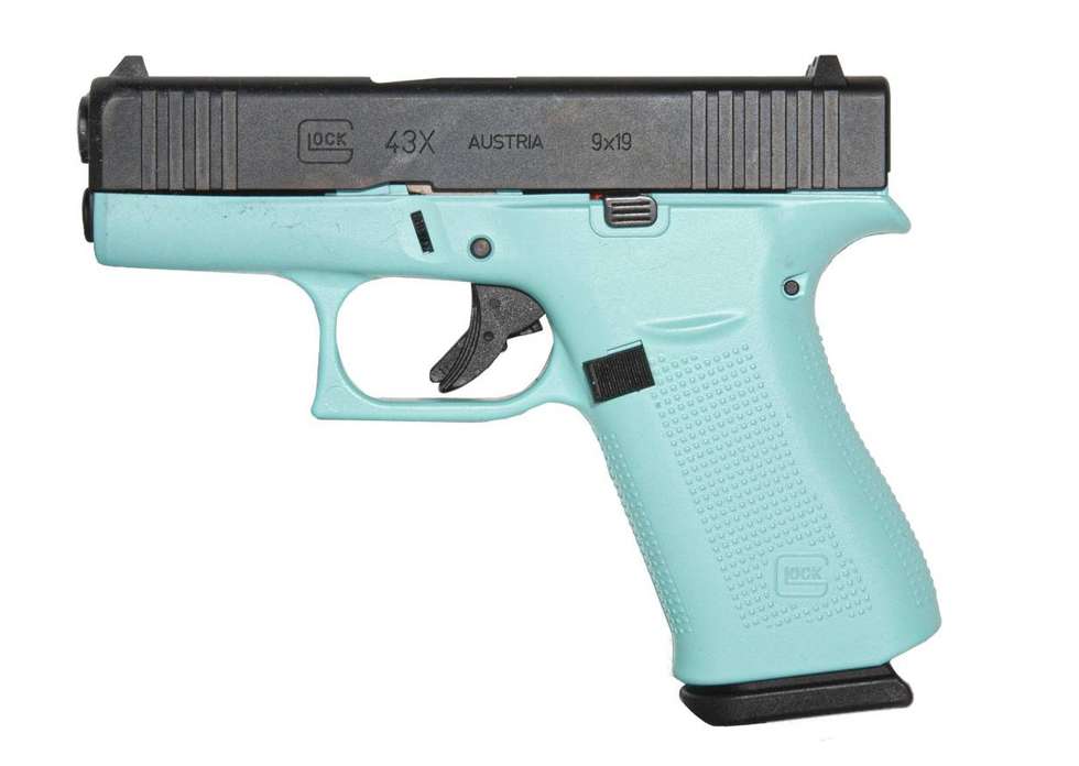 GLOCK 48 G48 HGA 9MM 3.6 IN BBL FS 5LB SILVER SLIDE 2 10RD MAGS CERAKOTE ROBIN EGG BLUE FRAME - Glock