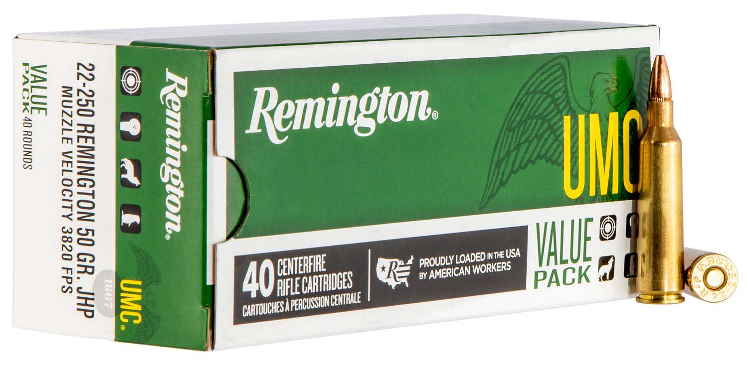 Remington Ammunition L22504B UMC 22-250 Rem 50 gr Jacketed Hollow Point (JHP) 40 Bx/ 10 Cs | Range USA