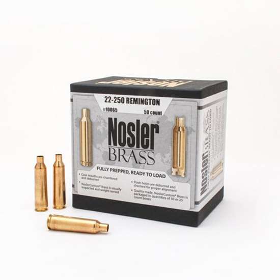 Nosler 10065 22-250 Rem Rifle Brass 50 Per Box | BFAM Utah Inc