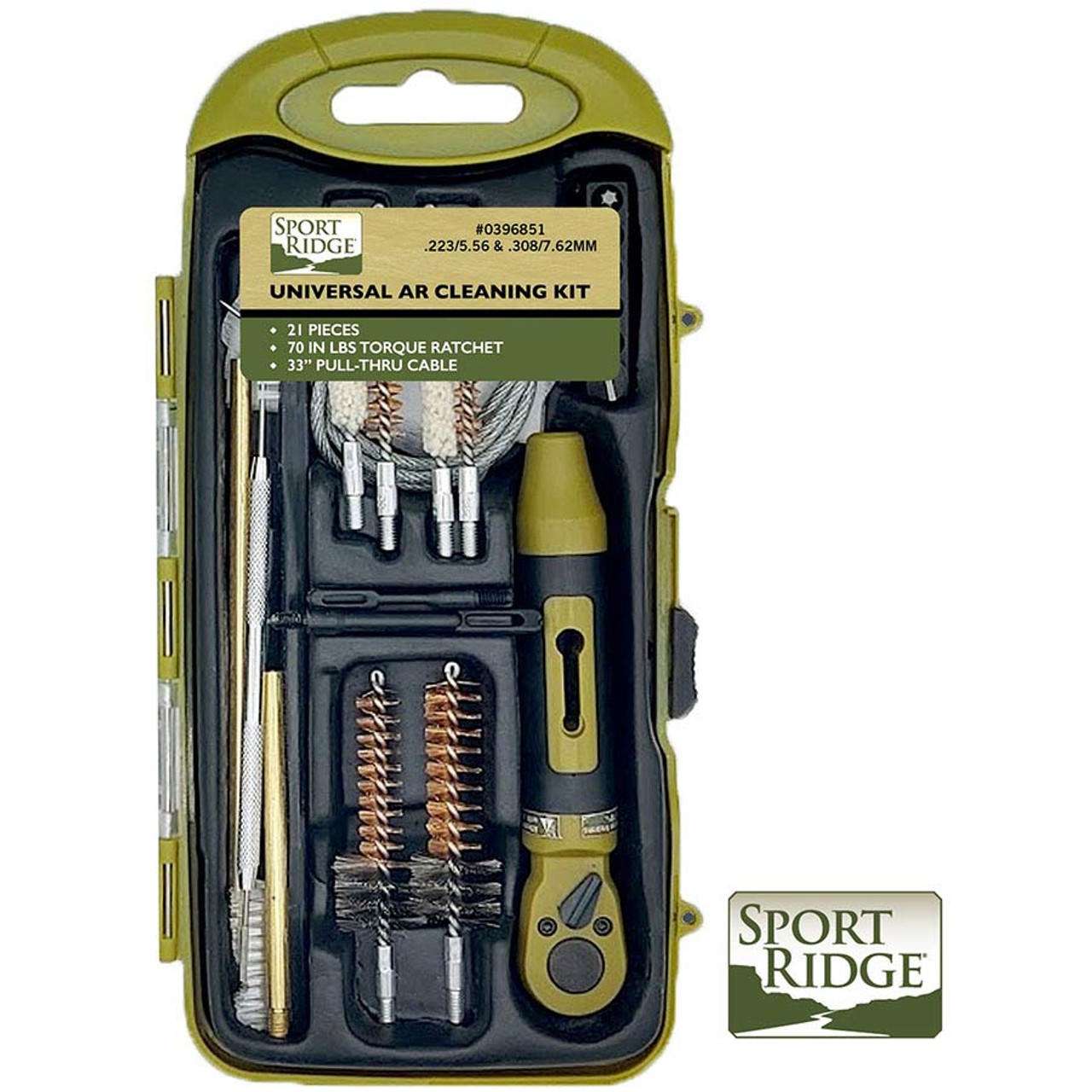 SPORT RIDGE UNIVERSAL AR CLEANING KIT 21PC W/RATCHET 223/5.56MM/308/7.62MM (6/CASE) - Sport Ridge