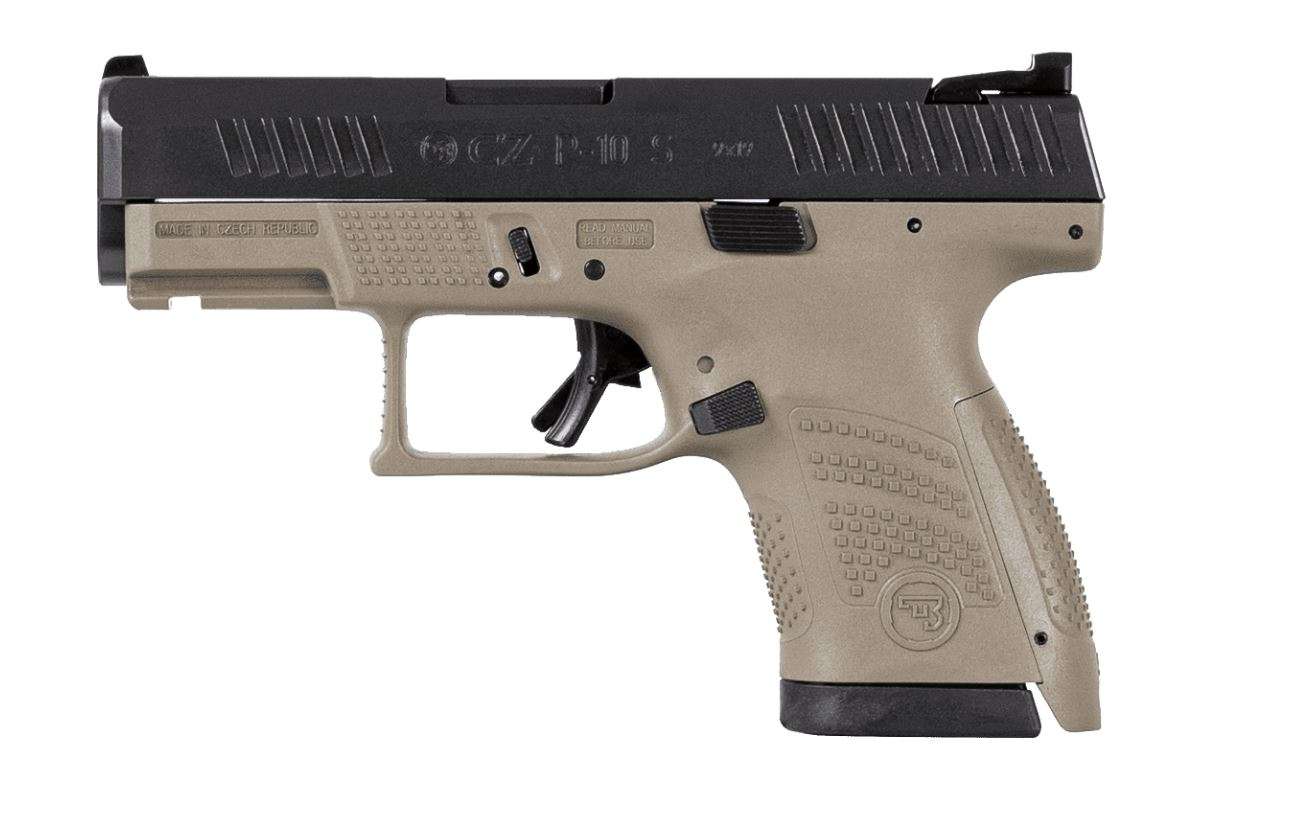 CZ-USA 89561 P-10 S 9mm Luger 3.50" 12+1 Flat Dark Earth Finish Frame with Inside Railed Black Steel Slide, Polymer Grip, Reversible Mag Release & Picatinny Rail