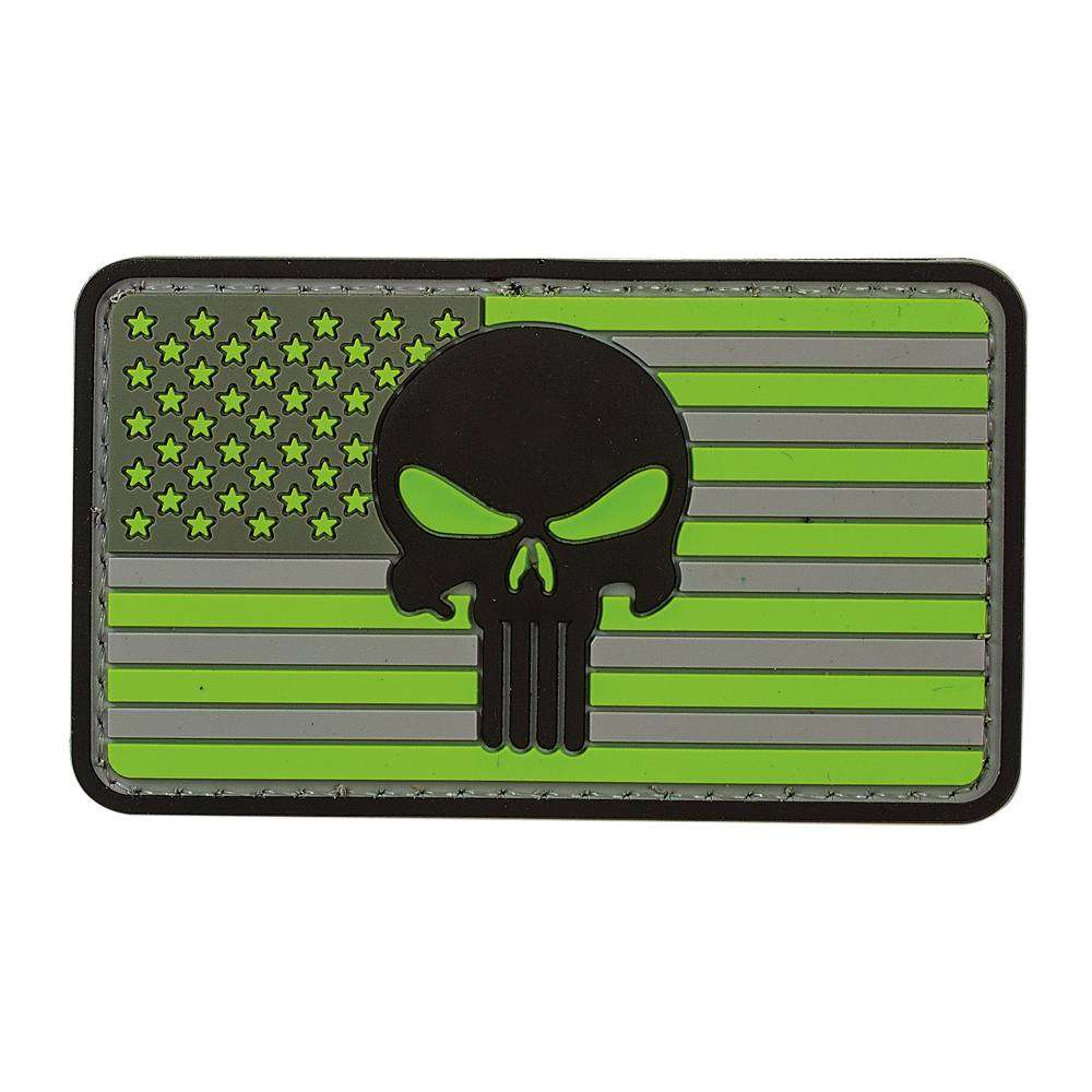 VOODOO TACTICAL PUNISHER FLAG RUBBER PATCH- (HI-VIZ GREEN & GRAY) - Voodoo Tactical