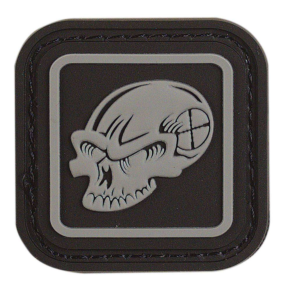 VOODOO TACTICAL RUBBER PATCH - VOODOO DISCREET ENCLOSED SKULL (BLACK/GRAY) - Voodoo Tactical