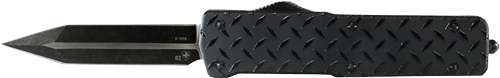 TEMPLAR KNIFE SMALL OTF ALUM DIAMONDPLATE 3.5" BLACK DAGGER - 