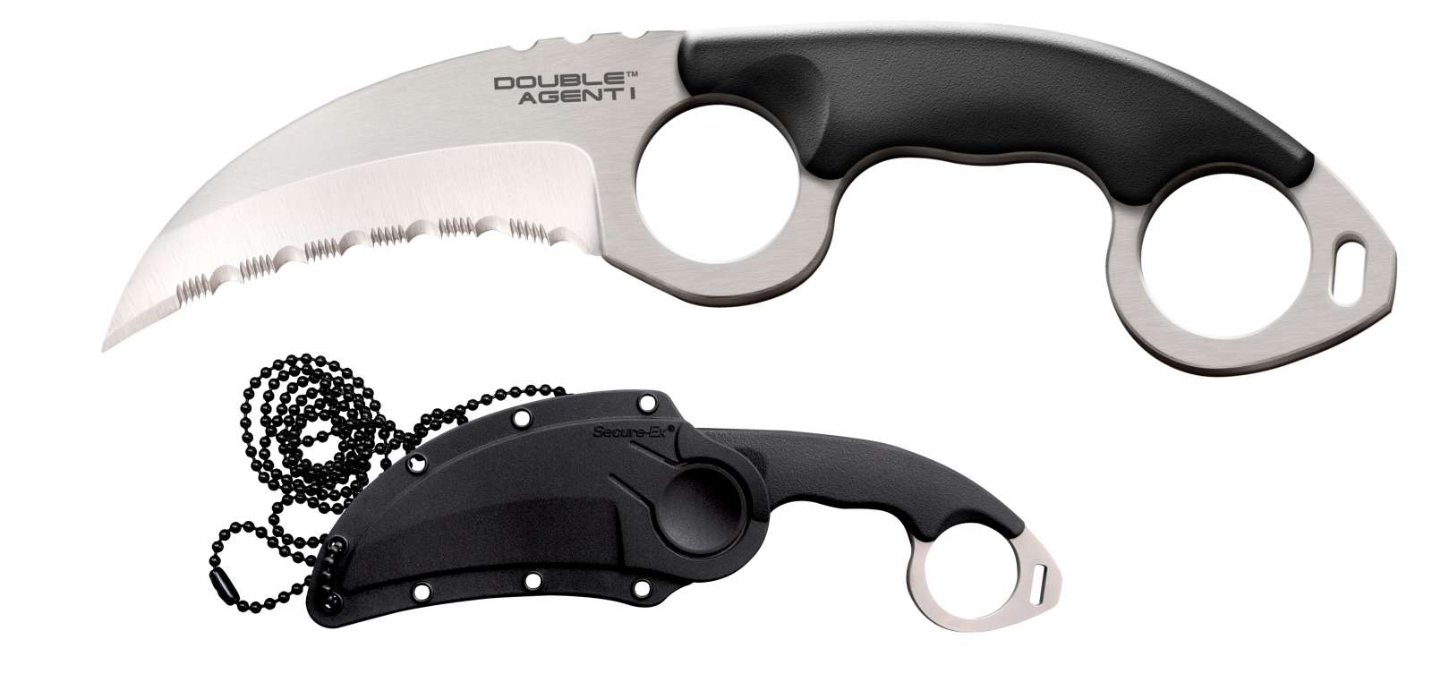 COLD STEEL DOUBLE AGENT I 7.625 IN AOL 3 IN KARAMBIT SERRATED BLADE W SECURE-EX SHEATH ( BOX ) - Cold Steel