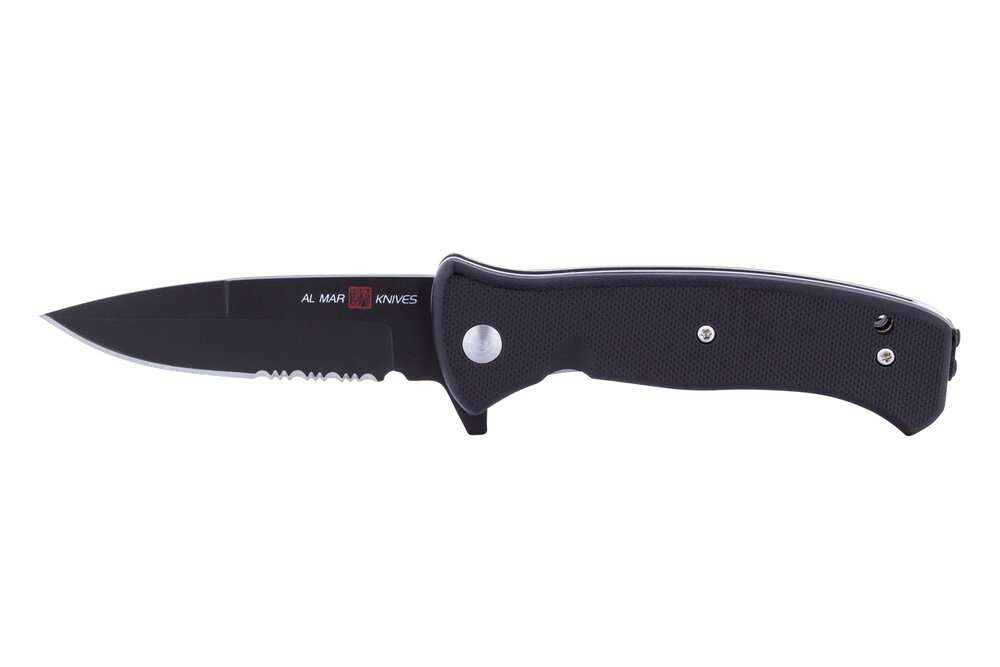 AL MAR KNIVES MINI S.E.R.E. 2020 NIGHT G-SERIES 3" D2 BLACK COMBO EDGE - Al Mar Knives