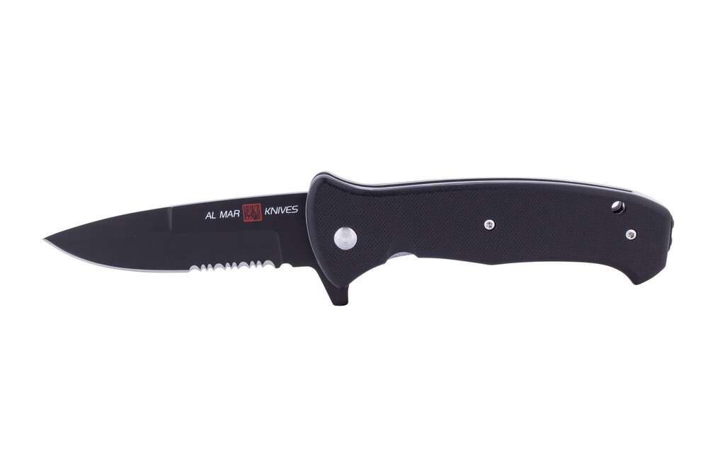 AL MAR KNIVES S.E.R.E. NIGHT G-SERIES 3.6" D2 BLACK COMBO EDGE - Al Mar Knives