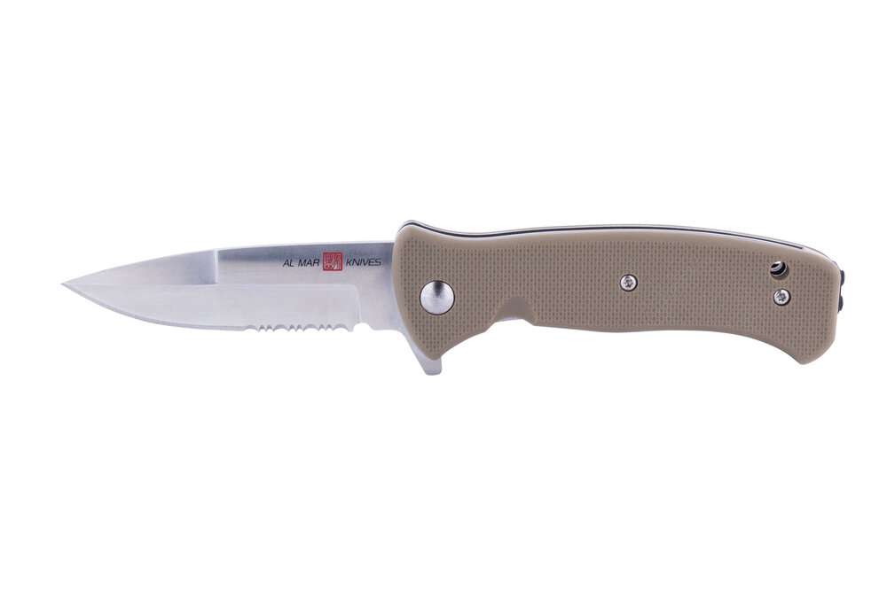 AL MAR KNIVES MINI S.E.R.E. COYOTE 3" 8CR COMBO BLADE - Al Mar Knives