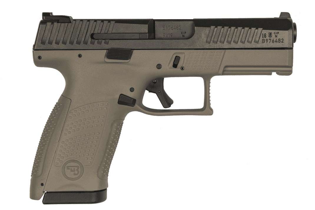CZ-USA 89532 P-10 C 9mm Luger 4.02" 15+1 Flat Dark Earth Finish Frame with Inside Railed Black Nitride Steel Slide, Polymer Grip, Reversible Mag Release & Picatinny Rail