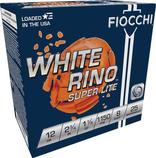 FIOCCHI 12GA. 2.75" CASE LOTS 1150FPS. 1-1/8OZ. #8 WHT RNO - Fiocchi