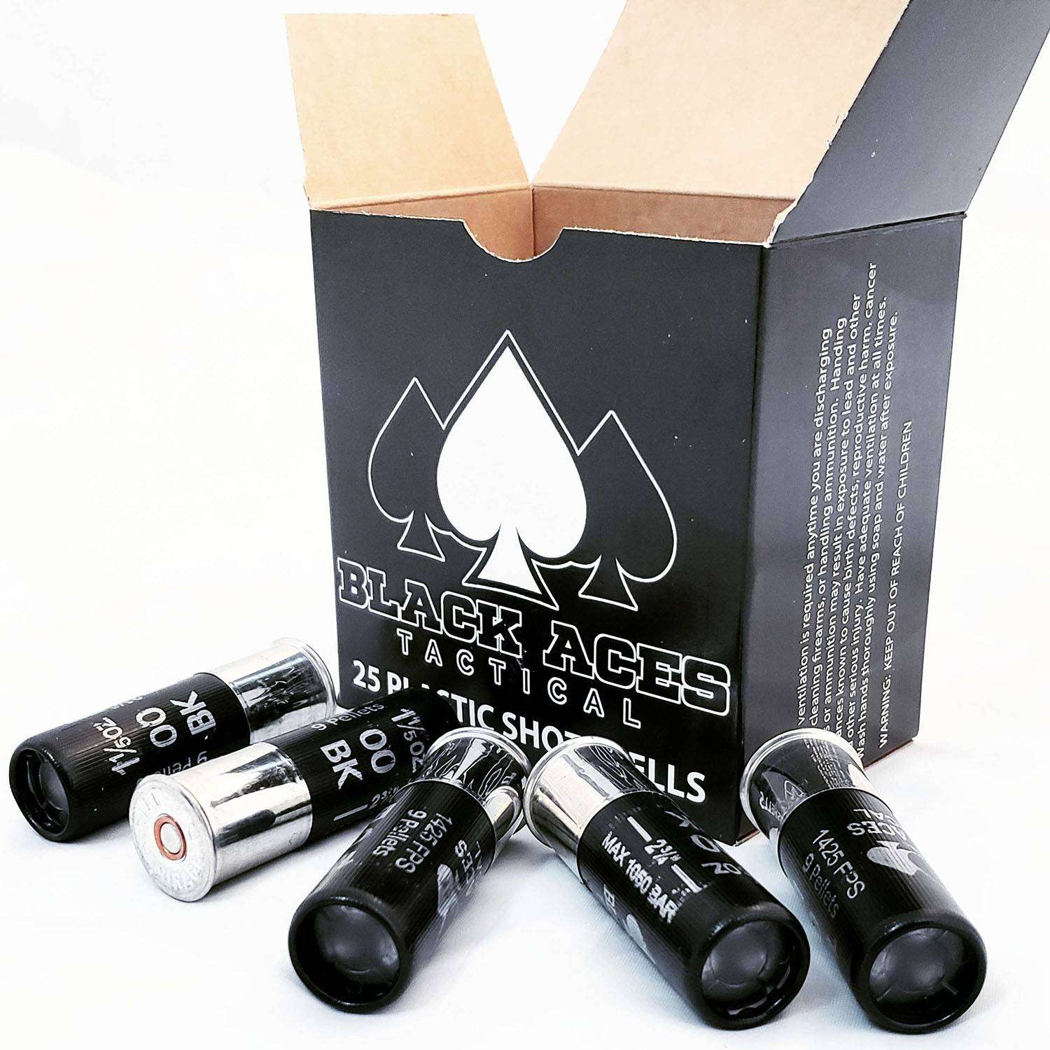 BLACK ACES TACTICAL AMO 12GA 00BUCK 9PEL 1425FPS 2 3/4 1-1-5OZ 25RD BOX (10 PER CASE) - Black Aces