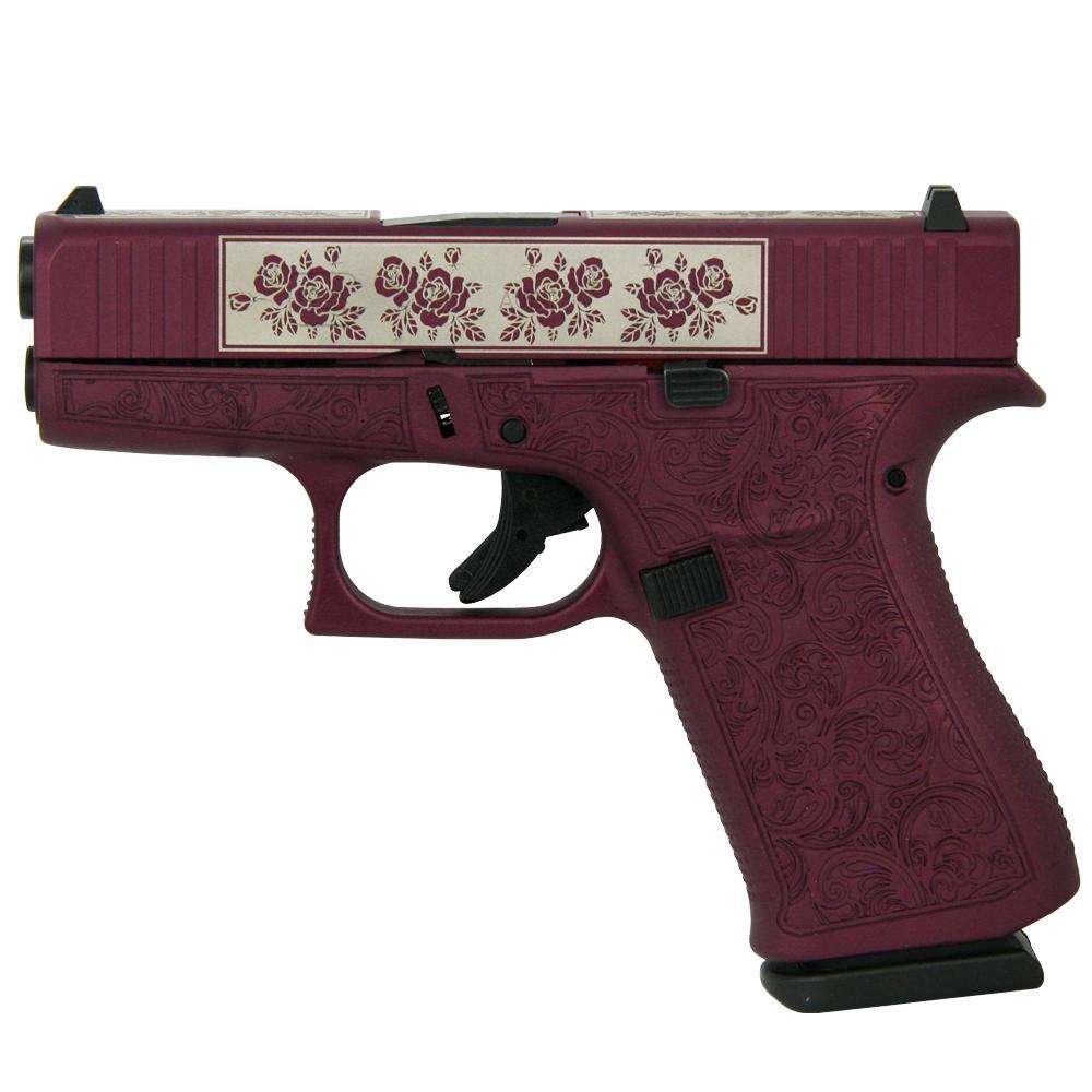 GLOCK 43X 9MM CSTM FULL ENGRVD PAISLEY BLACK CHERRY MAD Partners Inc
