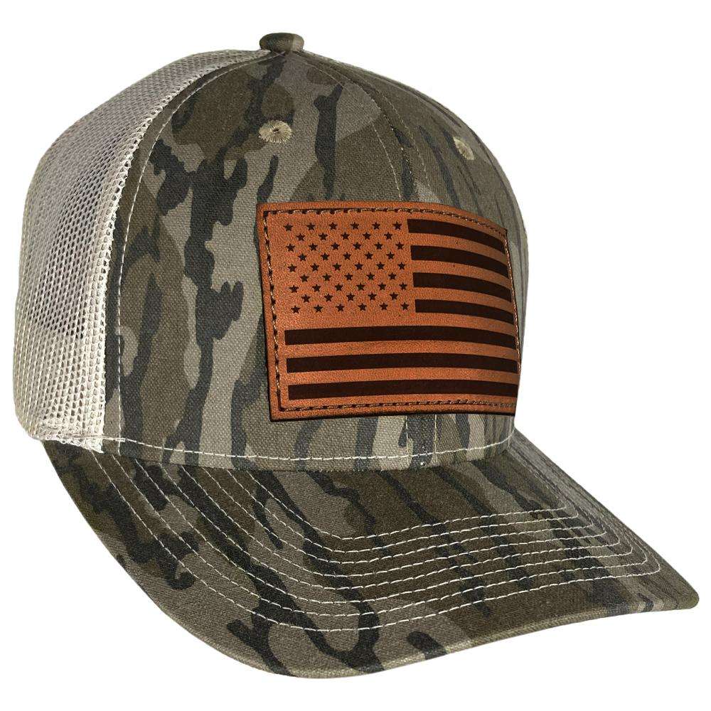 Outdoor Cap Bottomland Trucker w/ USA Flag Leather Patch - Outdoor Cap