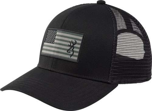 BG CAP GLORY MESH SNAPBACK AMERICAN FLAG PATCH BLACK OSFM - Browning