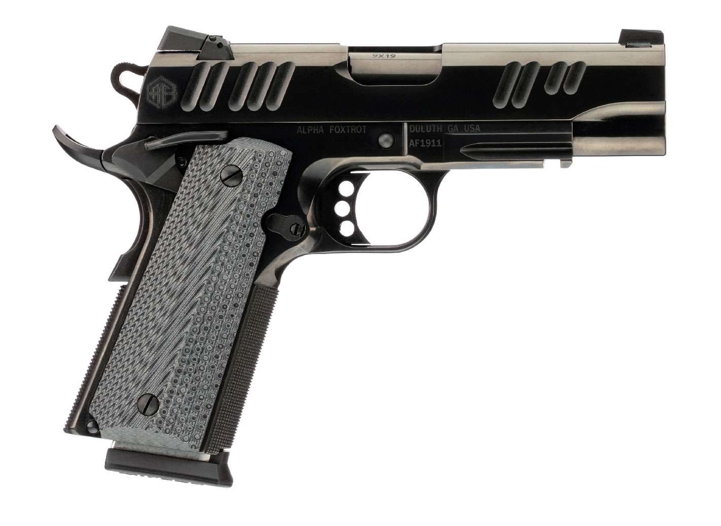 ALPHA FOXTROT AF1911E HGA 45ACP 4.25IN BBL POLISHED BLACK DLC 7RD - Alpha Foxtrot