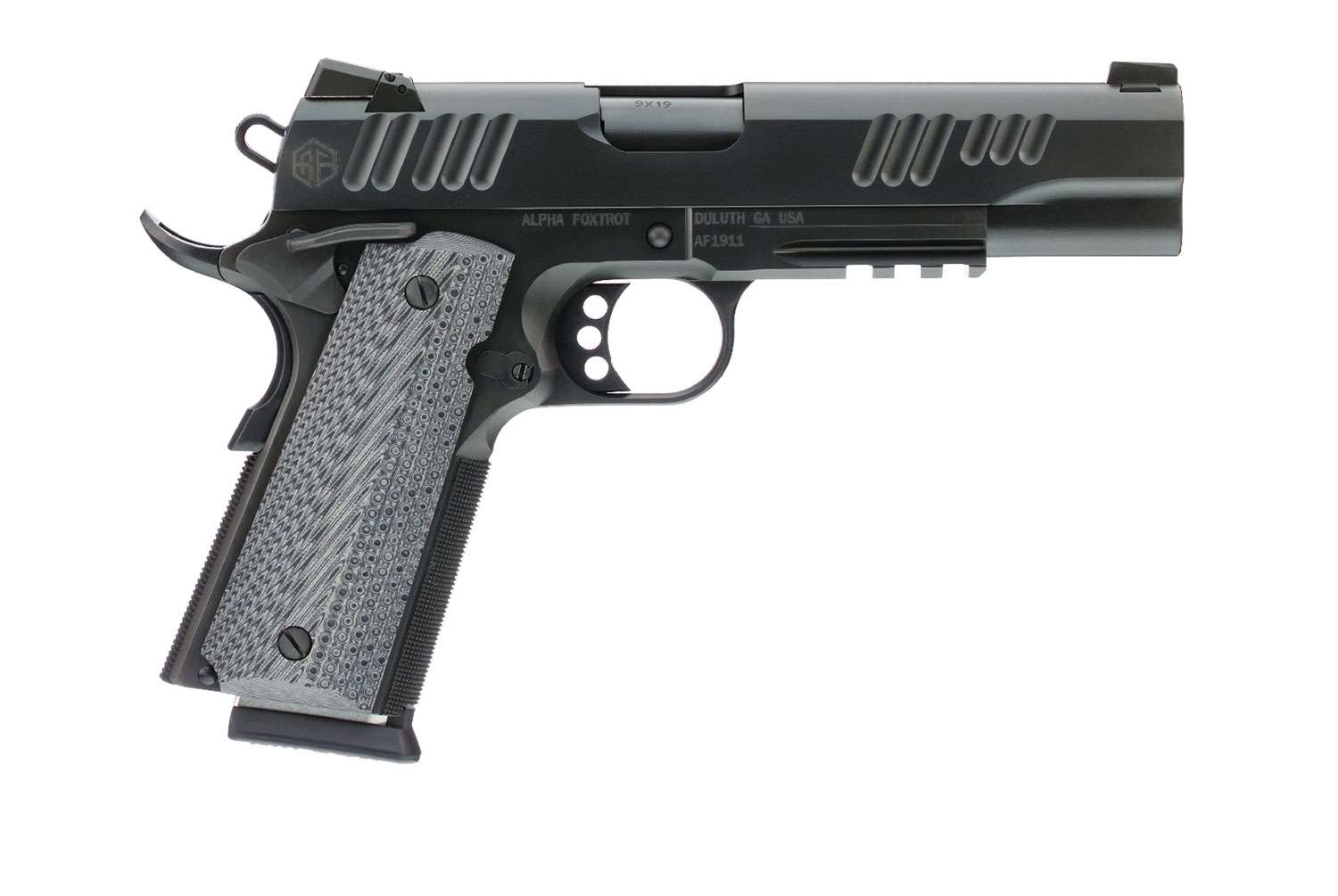 ALPHA FOXTROT AF1911E HGA 45ACP 5IN BBL MATTE BLACK DLC 7RD - Alpha Foxtrot