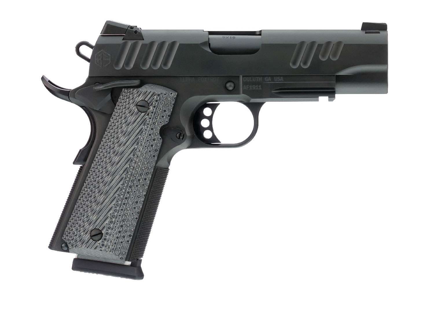 ALPHA FOXTROT AF1911DS HGA 9MM 4.25IN BBL MATTE BLACK DLC 15RD - Alpha Foxtrot