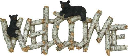 RIVERS EDGE BIRCH BEAR WELCOME PLAQUE - 