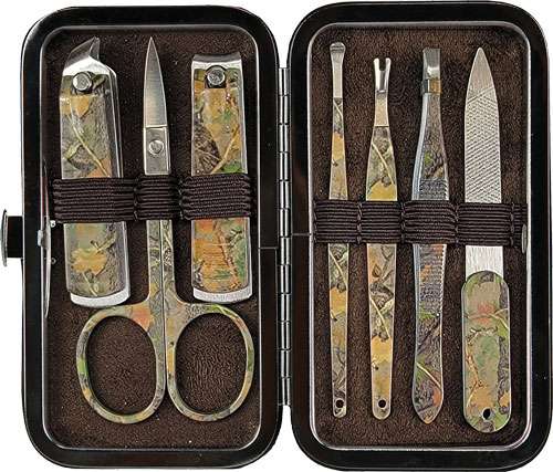 RIVERS EDGE MENS 7-PIECE MANICURE SET GREEN CAMO - 