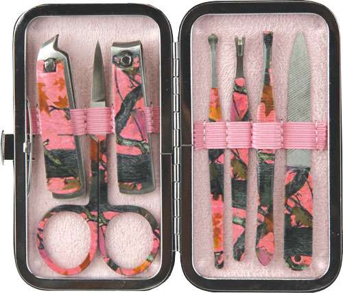 RIVERS EDGE WOMENS 7-PIECE MANICURE SET PINK CAMO - 