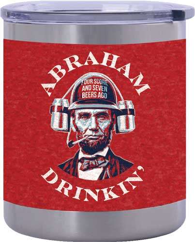 RIVERS EDGE 10OZ TUMBLER W/LID ABRAHAM DRINKIN' RED/SS - 