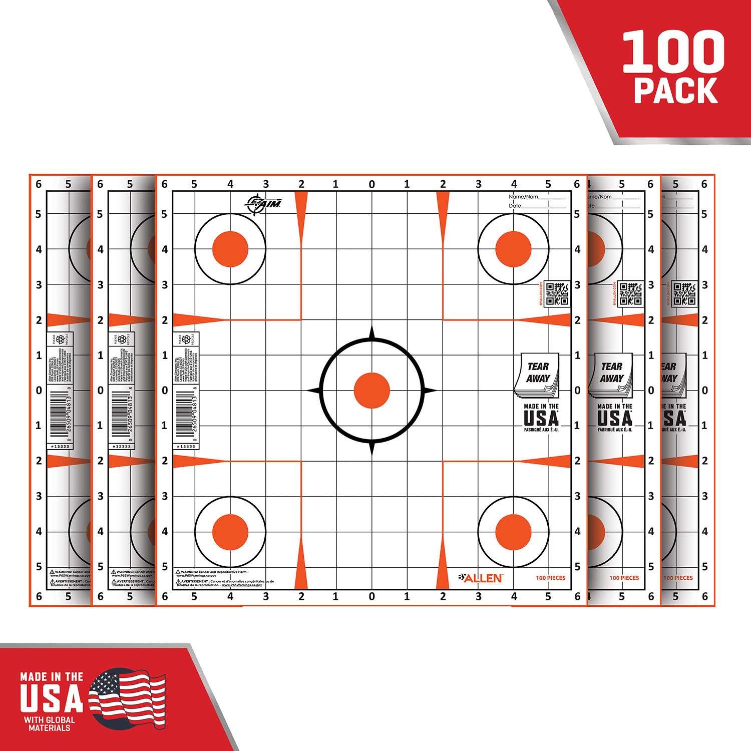 ALLEN EZ AIM PAPER 12X12 SIGHT GRID TARGET 100PK The Castle Arms