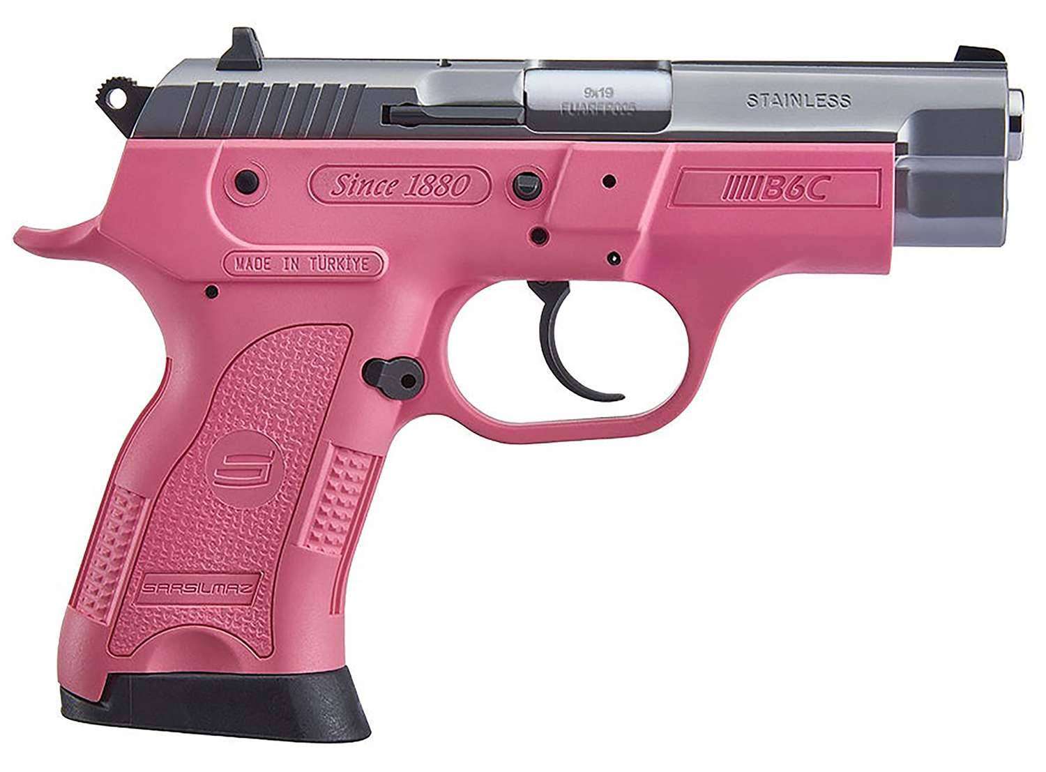 SAR B6C COMPACT HGA 9MM 3.8 IN BBL PINK/BLK 2/10 RD MAGS - Sar Usa