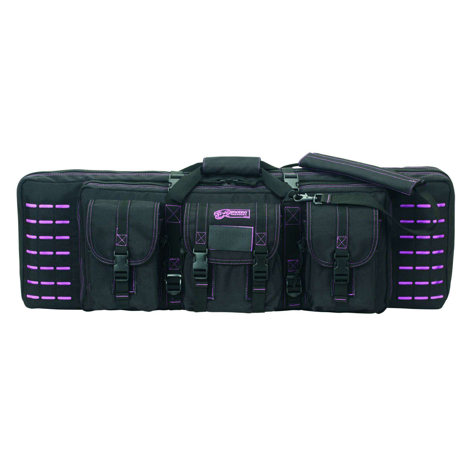 VOODOO TACTICAL 36" PADDED WEAPONS CASE WITH DIE CUT MOLLE (BLACK WITH PURPLE) - Voodoo Tactical