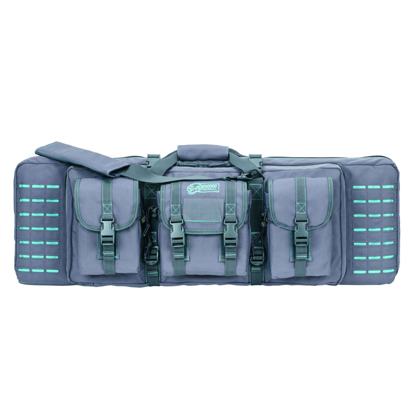 VOODOO TACTICAL 36" PADDED WEAPONS CASE WITH DIE CUT MOLLE (GRAY WITH TEAL STITCHING) - Voodoo Tactical