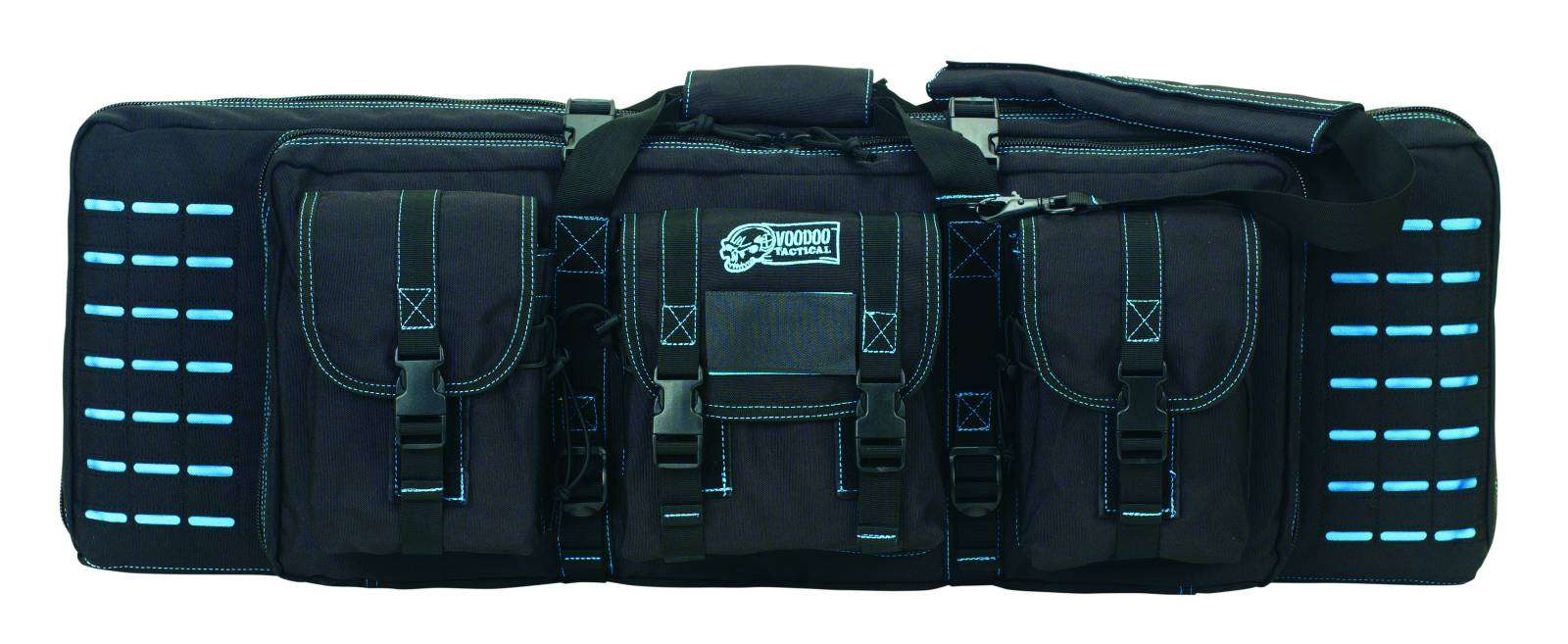 VOODOO TACTICAL 36" PADDED WEAPONS CASE WITH DIE CUT MOLLE (BLACK WITH TEAL STITCHING) - Voodoo Tactical