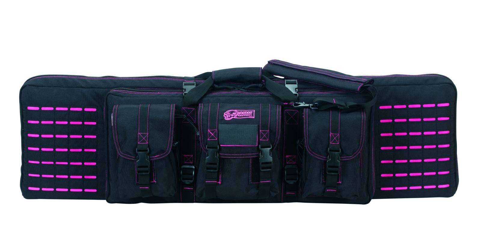 VOODOO TACTICAL 42" PADDED WEAPONS CASE WITH DIE CUT MOLLE (BLACK WITH PINK) - Voodoo Tactical