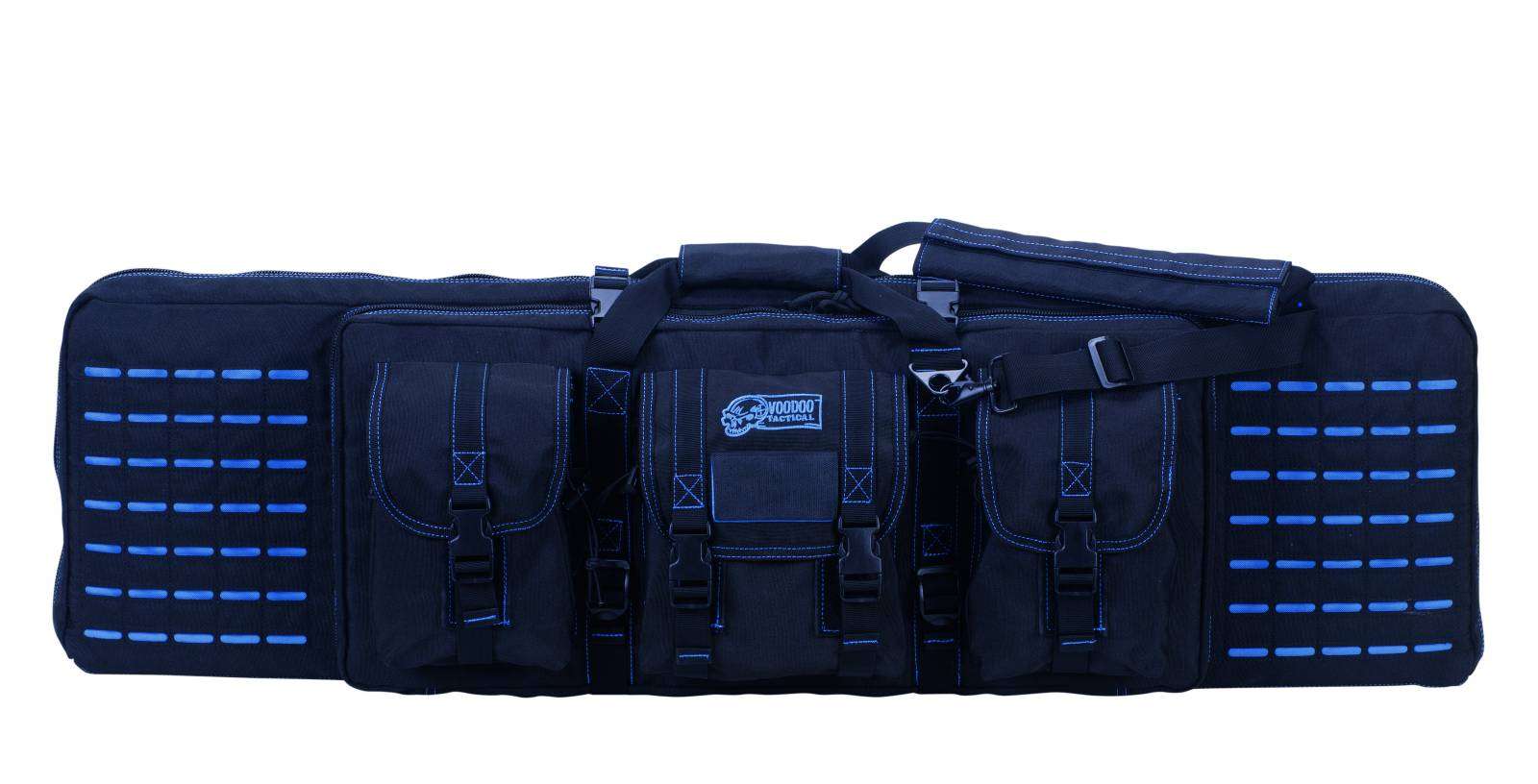 VOODOO TACTICAL 42" PADDED WEAPONS CASE WITH DIE CUT MOLLE (BLACK WITH BLUE) - Voodoo Tactical