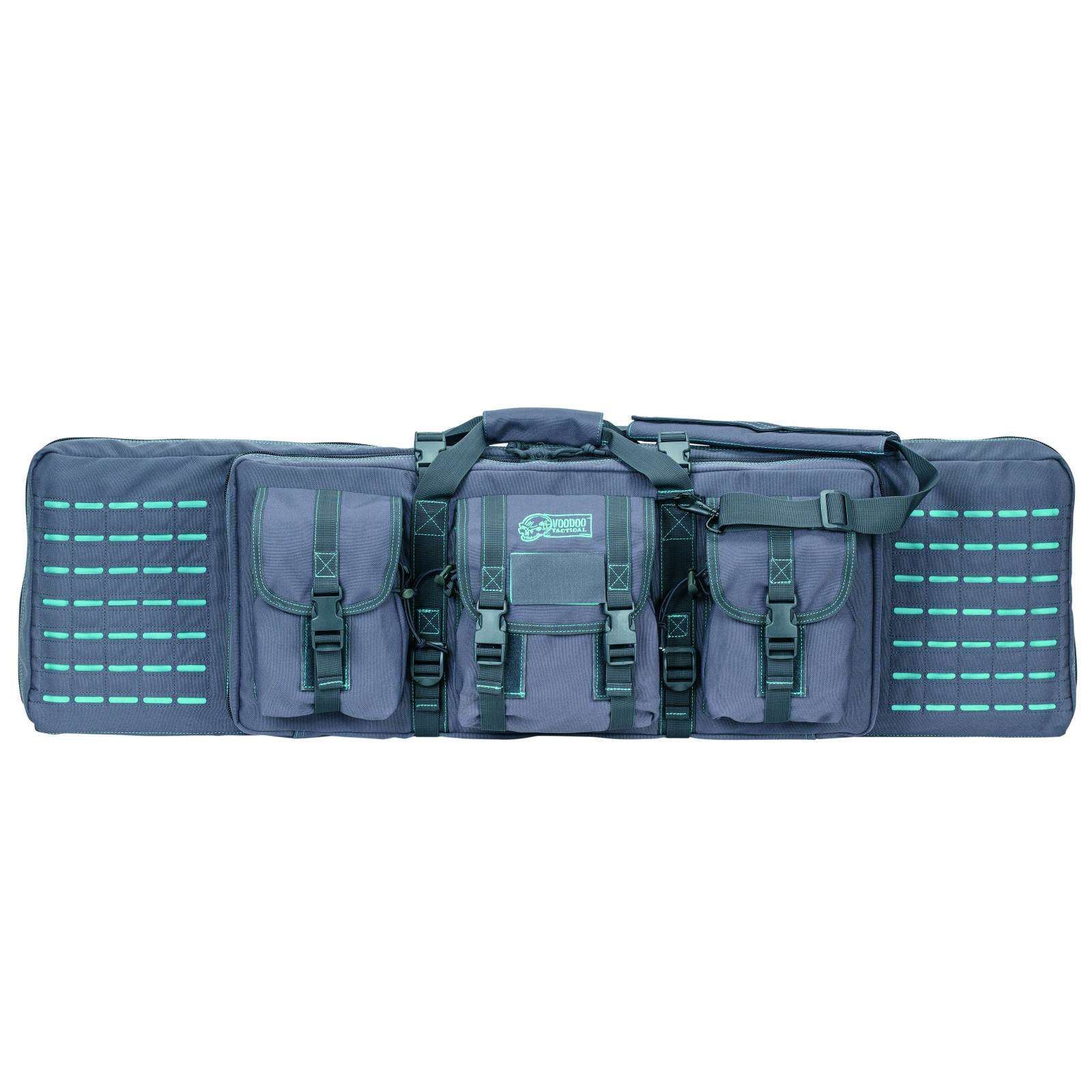 VOODOO TACTICAL 42" PADDED WEAPONS CASE WITH DIE CUT MOLLE (GRAY WITH TEAL) - Voodoo Tactical