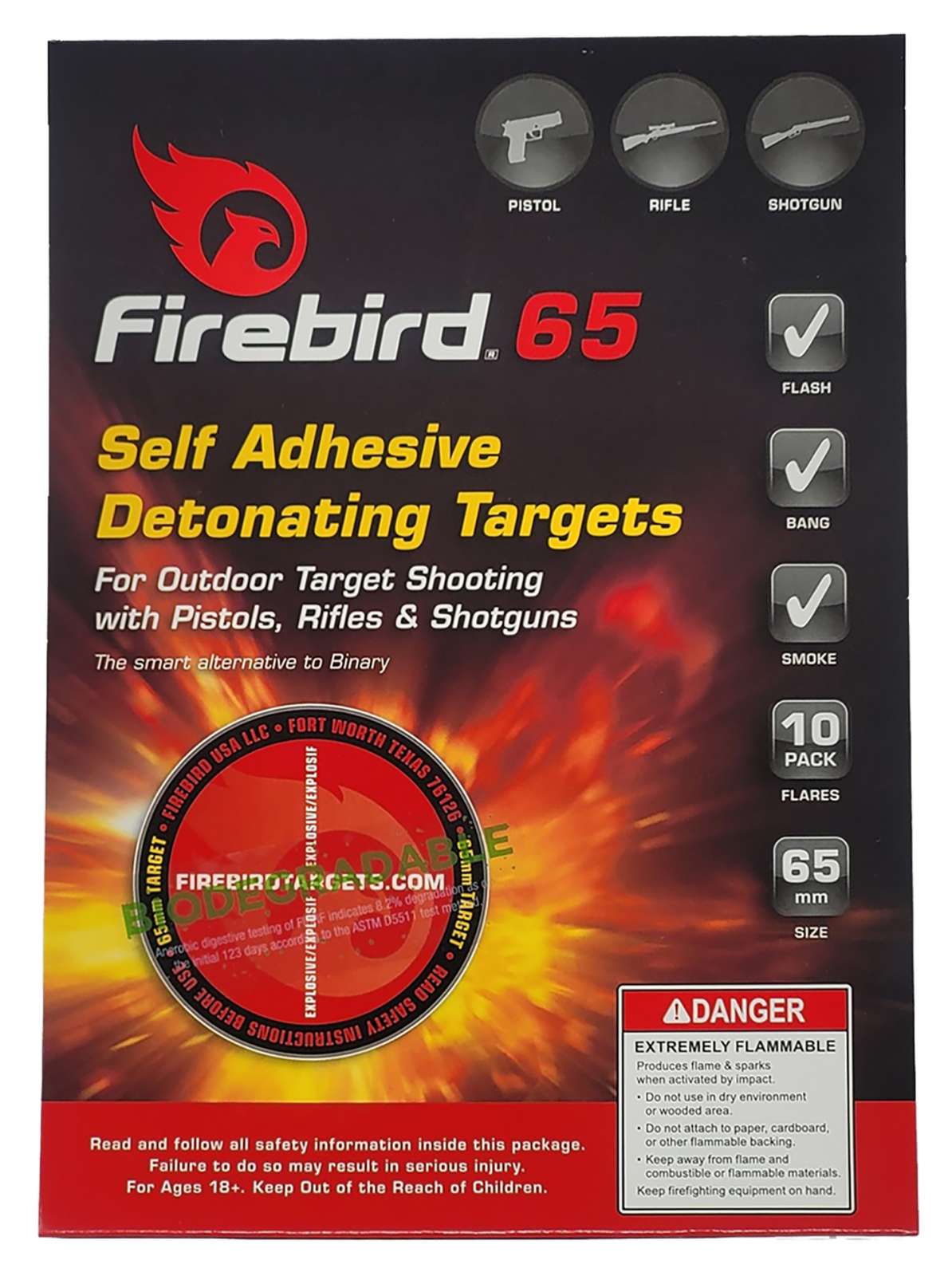 FIREBIRD 65BIO FIREBIRD 65 DETONATING TARGET 10PK US Patriot Armory