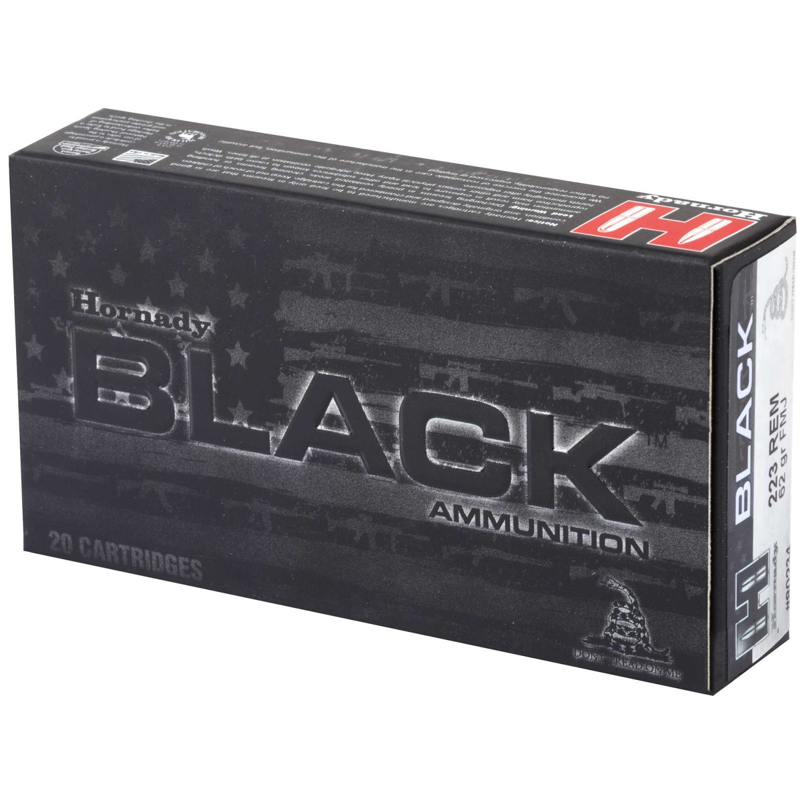 Hornady 80234 Black  223 Rem 62 gr Full Metal Jacket (FMJ) 20 Bx/ 10 Cs-img-2