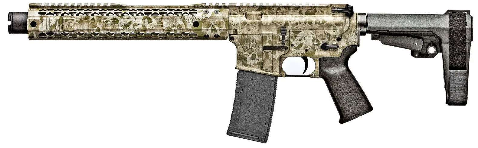 BLACK RAIN CRYPT HGA 300BLK 10.5IN BBL GREEN ANODIZED SKULLS 30RD MAG SBA3 BRACE - Black Rain